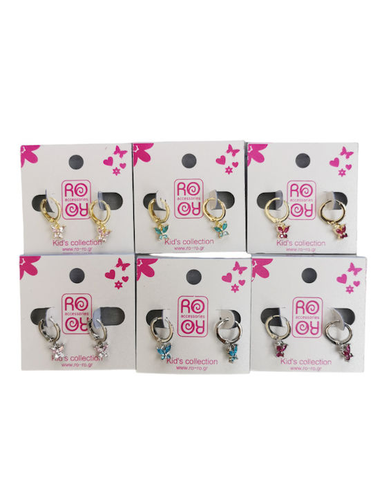 Ro-Ro Accessories Παιδικά Σκουλαρίκια Φούξια-Χρυσό