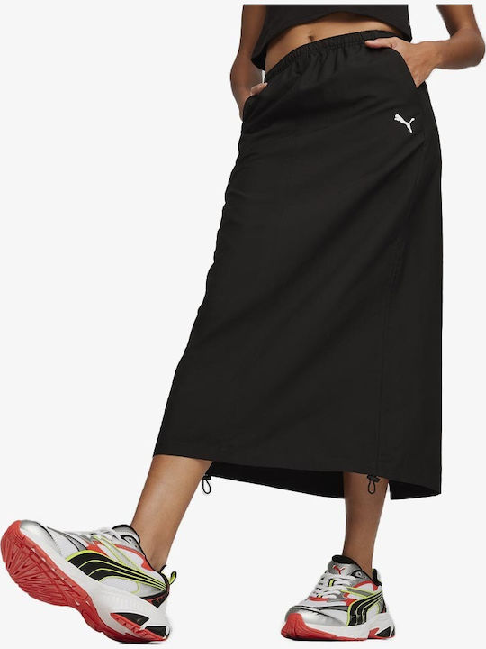Dare To High-waisted Midi Skirt Black