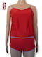 Diana Women's Summer Blouse with Straps Checked Red