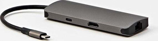 USB-C Dockingstation für Laptop mit HDMI 4K PowerDelivery Ethernet Graue (QZDH001XS0AW)