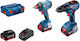 Bosch GSR Set Drill Driver & Impact Driver 18V with 3 Batteries 5Ah and Case