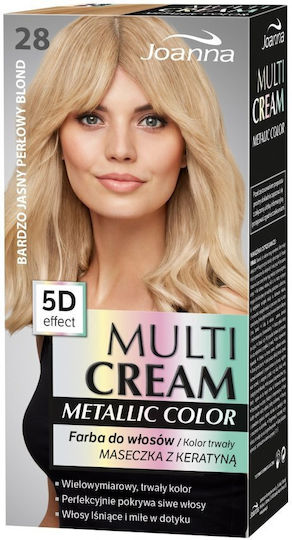 Joanna Multi Cream Metallic Color Βαφή Μαλλιών 28 Very Light Pearl Blonde 150ml
