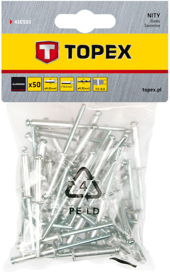 Topex Πριτσίνια Αλουμινίου M4.8x12.5mm 50τμχ