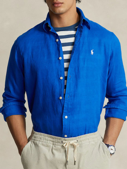 Ralph Lauren Shirt Men's Shirt Long Sleeve Linen RoyalBlue