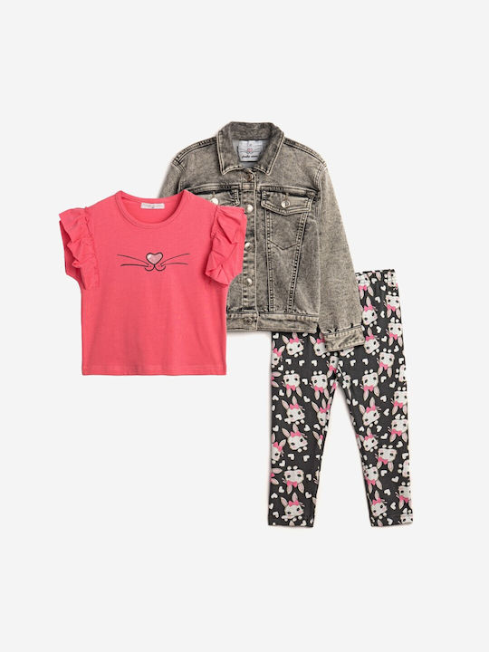 Funky Kids Set with Leggings & Jacket Summer 3pcs Granite-carbonate