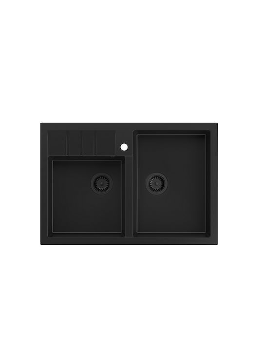 GraniteQ Drop-In Мивка от Синтетичен Гранит Ш90xД62см Сив