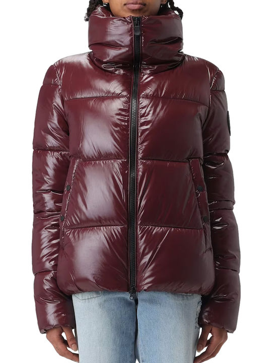 Save The Duck 'isla' Kurz Damen Puffer Jacke für Winter Burgundisch