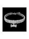 Bling Rhinestone Dog Collar Crystal Puppy Κολάρο Σκύλου σε Λευκό χρώμα Small 2τμχ