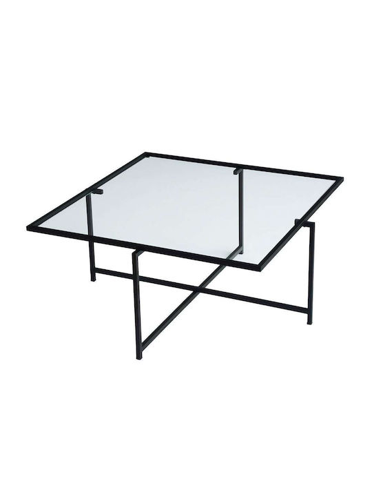 Square Coffee Table Glass Black L85xW85xH35cm