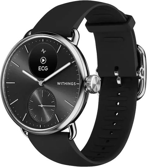 Withings ScanWatch Stainless Steel 38mm Waterproof with Heart Rate  Monitor (Black)