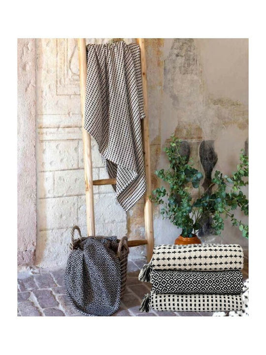 Amo La Casa Ριχτάρι Κουβέρτα Διπλή με Κρόσσια 200x250εκ. Μαύρο