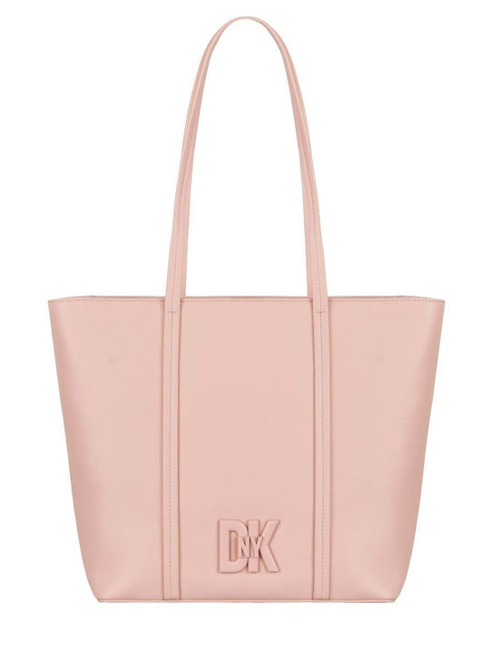 DKNY Δερμάτινη Γυναικεία Τσάντα Shopper Ώμου Μπεζ