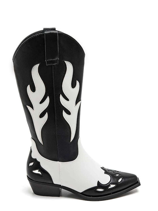 Keep Fred Synthetic Leather Cowboy Boots with Zipper Black