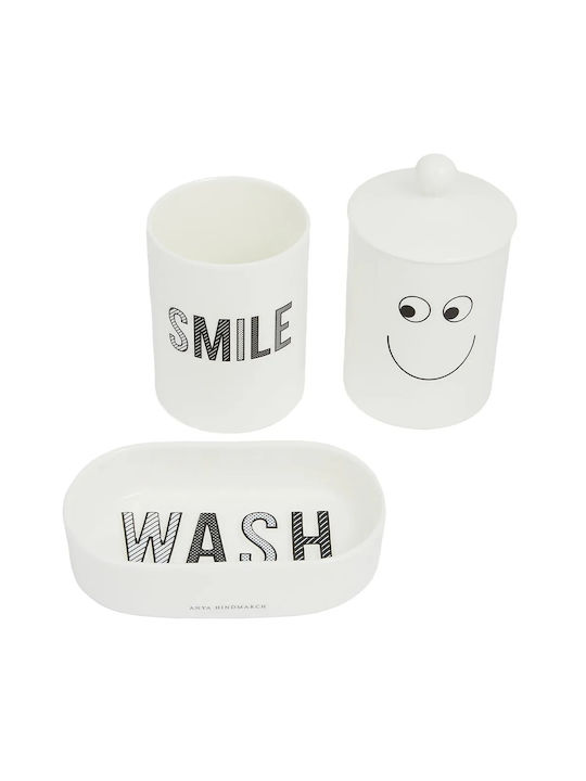 Anya Hindmarch Anya Hindmarch Badezimmerzubehör-Set Porzellan Weiß 3 Stück