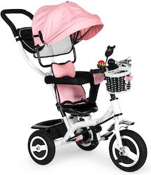 Ecotoys Παιδικό Τρίκυκλο Ποδήλατο με Αποθηκευτικό Χώρο, Χειρολαβή Γονέα & Σκίαστρο για 1-5 Ετών Ροζ