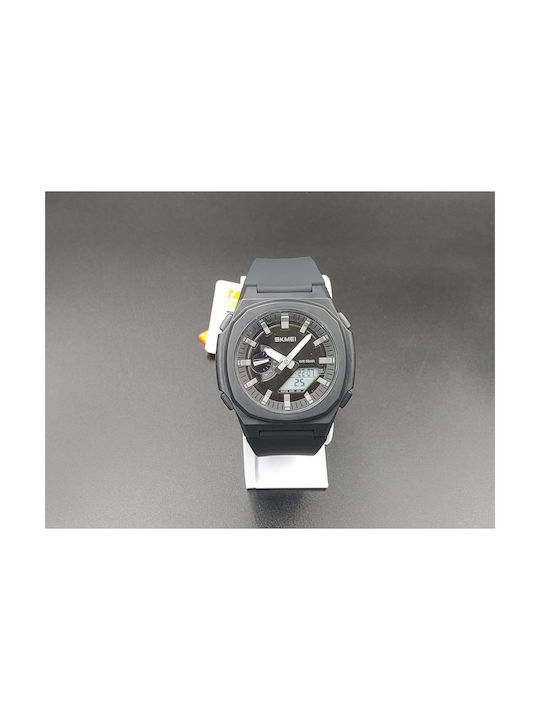 Watch Chronograph Battery with Black Rubber Strap