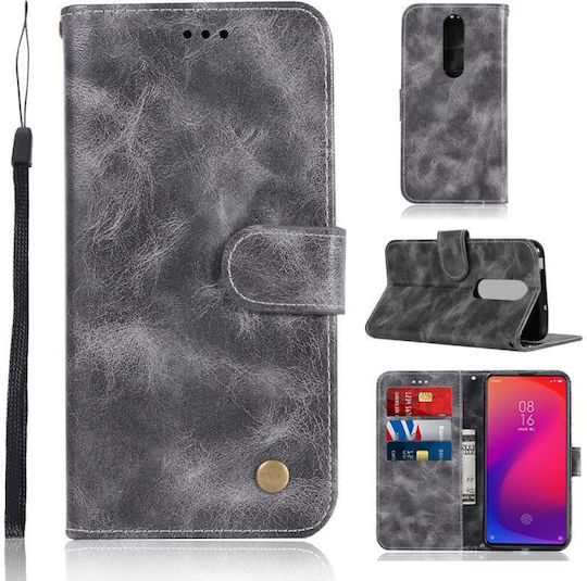 Redmi K20 Pro Retro Copper Button Book Δερματίνης / Δερμάτινο / Σιλικόνης Γκρι (Xiaomi Redmi K20 Pro)