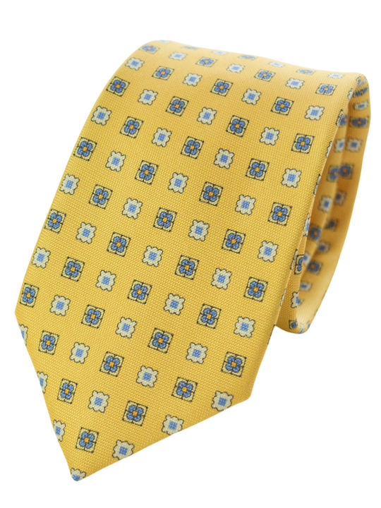 E-Ties Men's Tie Silk Printed in Yellow Color