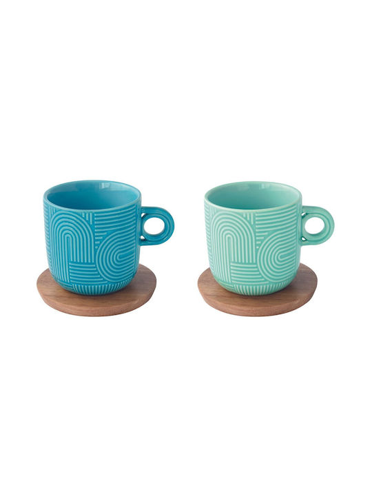 Easy-Life Set Tassen Kaffee Porzellan Blau 250ml 2Stück