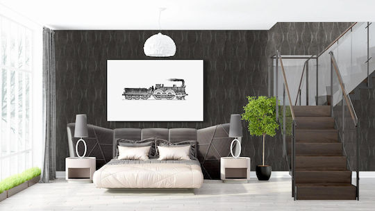 European Style Steam Locomotive Engraving From Gemälde auf Leinwand 90x60cm