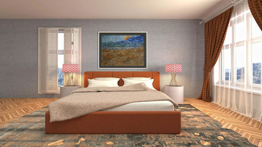 Wheat Sheaves Rising Moon; Картина Копие на Ван Гог Платнен 50x40см