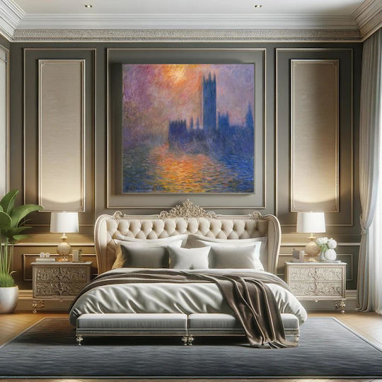 Claude Monet's Houses Parliament Картина Платнен 80x80см