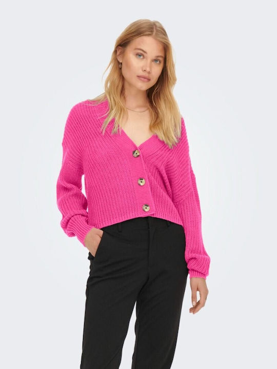 Only Jachetă de damă tricotată în Fuchsia Culoare