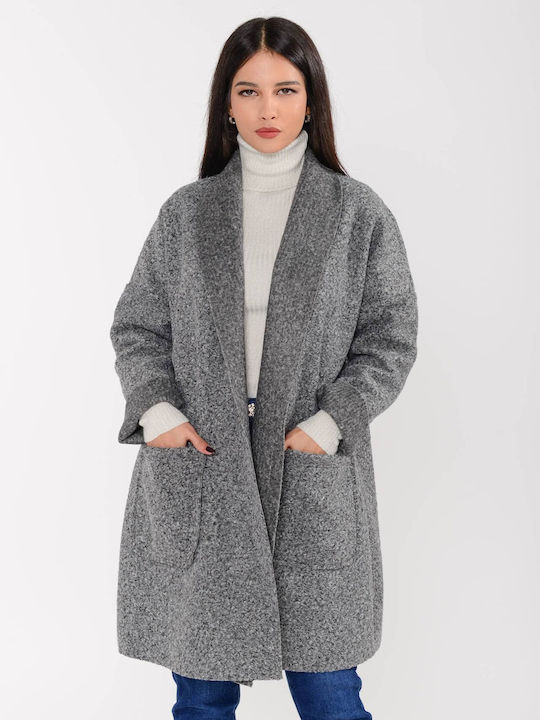 Doretta Women's Curly Long Coat grey