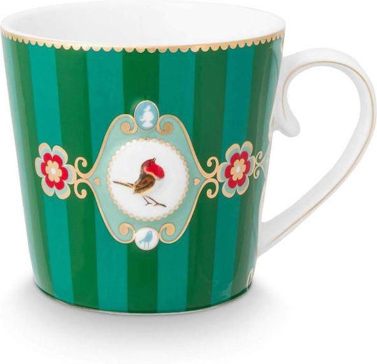 PiP Studio Love Birds Medallion Stripes Emerald-green Κούπα Κεραμική Πράσινη 250ml