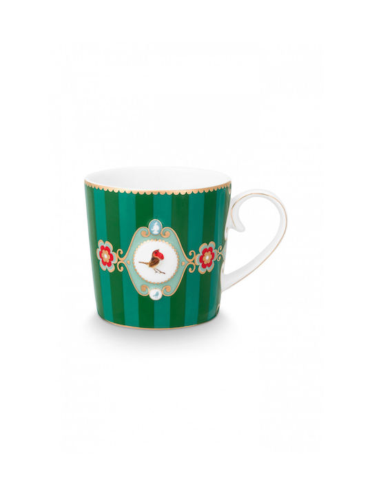 PiP Studio Love Birds Medallion Stripes Mug made from Porcelain Green 150ml 1pcs