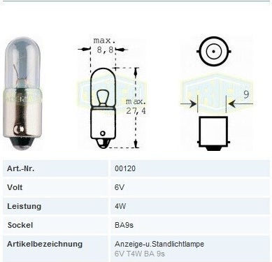 Trifa Lamps Car T4W 6V 1pcs