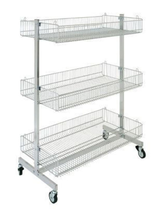 Kitchen Trolley Metallic 3 Tiers Silver 101x51x134cm