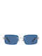 Gigi Barcelona Unisex Sonnenbrille mit Silber Metall Gestell und Blau Spiegel Linse 6862/3