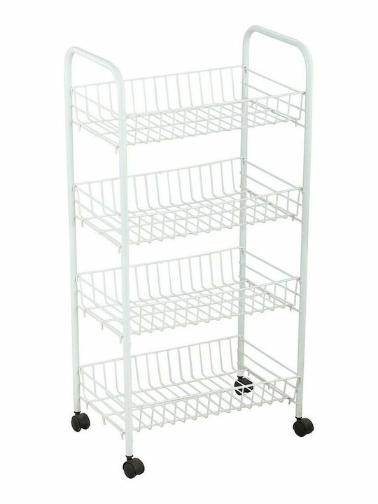 4 Kitchen Rack Metal in White Color 4 Slots 36x26.5x86cm