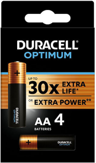 Duracell Optimum Alkaline Batteries AA 1.5V 4pcs