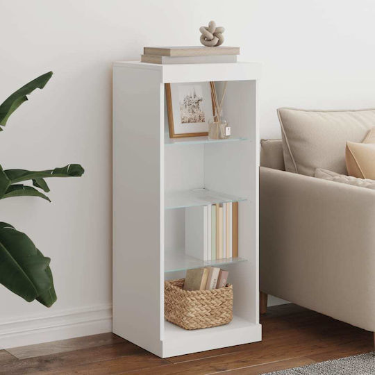 Wall Living Room Display Cabinet made of Particleboard with Glass & Lighting White 41x37x100cm