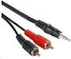 PremiumCord Кабел 3.5 мм мъжки - 2x RCA мъжки Черен 10м KJACKCIN10