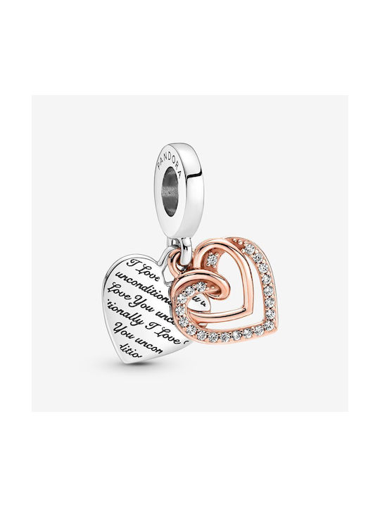 Pandora Charm mit Design Herz aus Silber mit Zirkonia