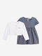 Rochie Fete Mâneca Scurtă Denim Set Cu Haină Albă