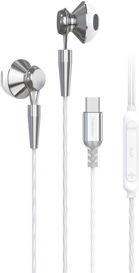Pavareal Pa-m10c In-ear Handsfree με Βύσμα USB-C Λευκό