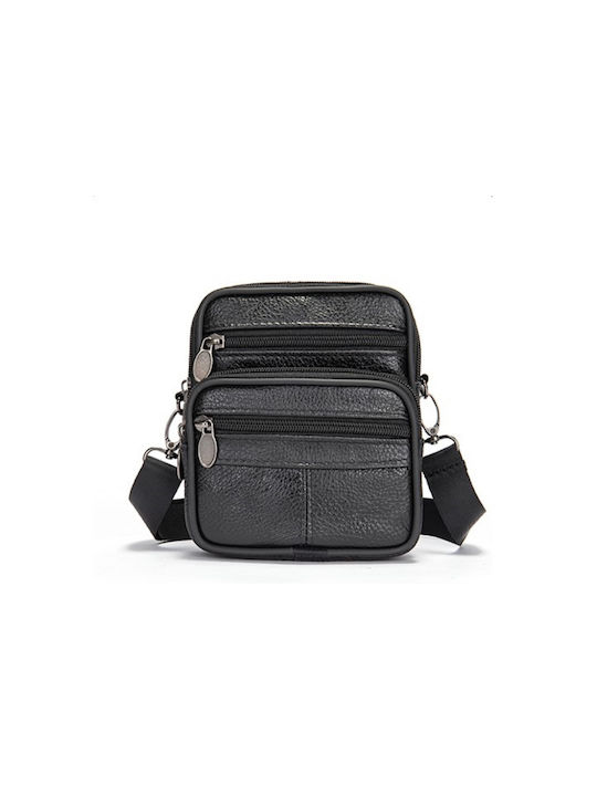 Herren Ledertasche Schulter / Crossbody Schwarz