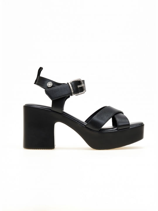 Refresh Women's Sandals cu curea la gleznă Negru