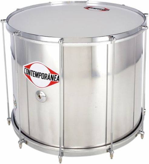 Contemporânea Parade Drum 20x40cm Axe Surdo Aluminum 20 Inches in Silver Color
