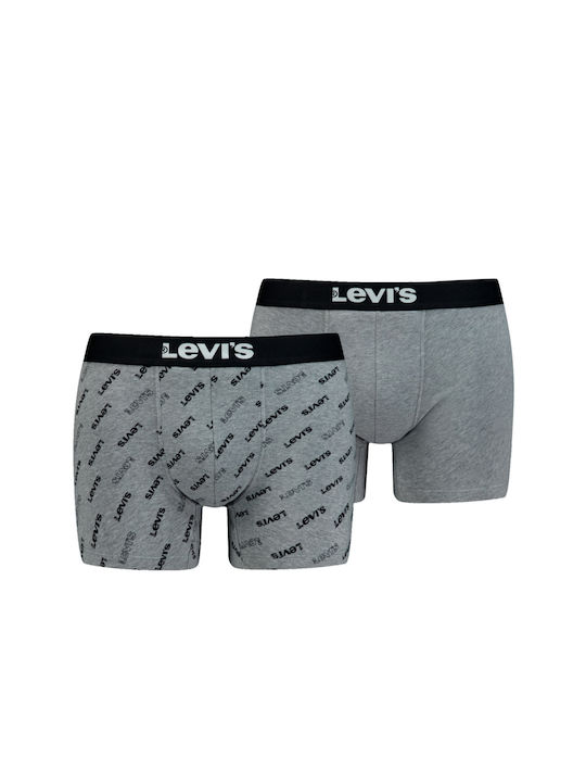 Levi's Herren Boxershorts Mid Grey Melange mit Mustern 2Packung