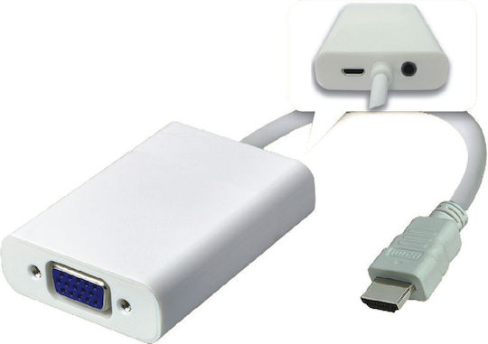 Microconnect Конвертор micro HDMI мъжки към VGA женски Бял 1бр HDMVGA2