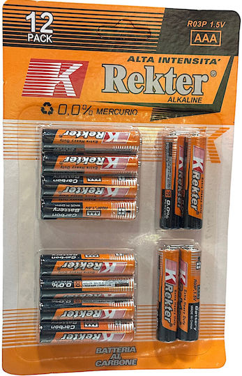 Rekter Extra Heavy Duty Μπαταρία Zinc AAA 1.5V 12τμχ