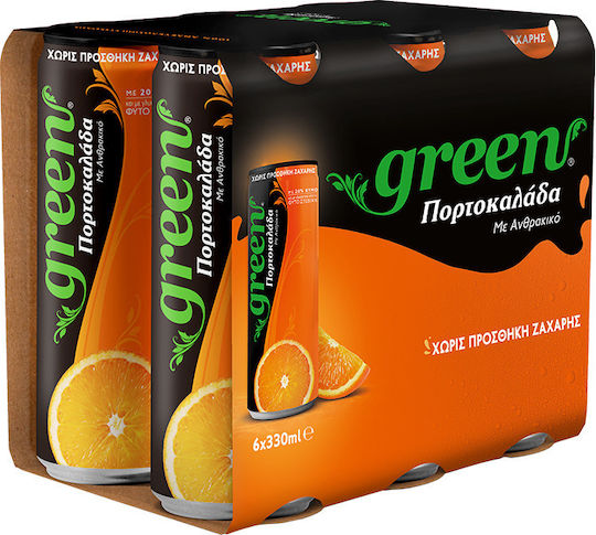 Green Cola Orange Juice with Carbonation, Sugar-Free in Box 6x330ml