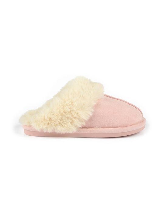 Fshoes Winter Women's Slippers with fur in Pink color