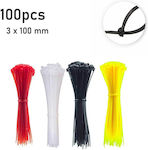 Pack of 100pcs Multicolour Plastic Cable Ties 100x3mm 106059