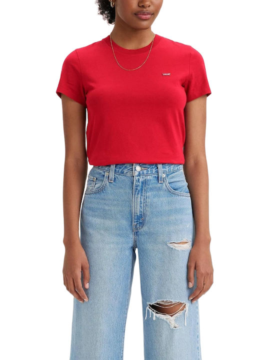 Levi's Women's Blouse Cotton Short Sleeve Red